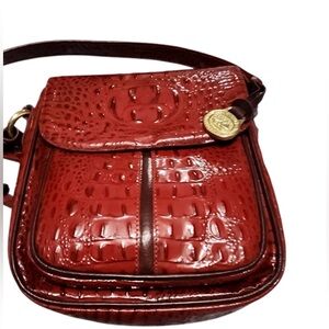 Brahmin‎ Crimson Croc-Embossed Crossbody Bag 9"x8.5"